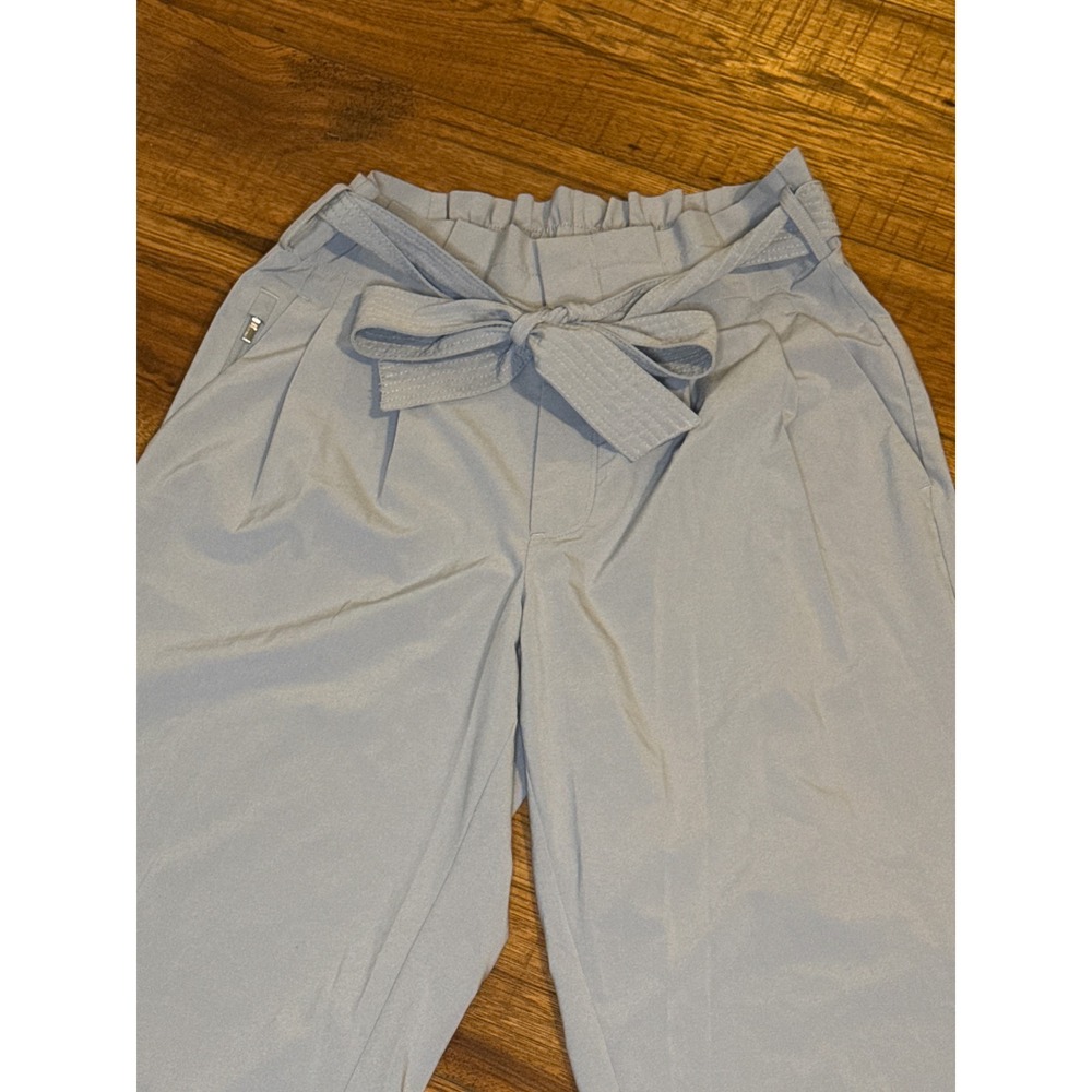 Athleta Skyline Pant Light Blue Paperbag Waist Tie Front Straight Leg Size 4 - Picture 2 of 5